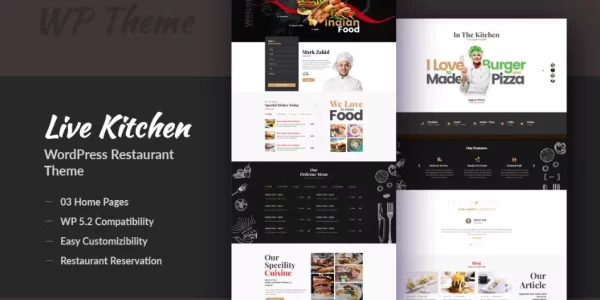 Livekitchen Modern WordPress Theme 2.3 GPL Theme