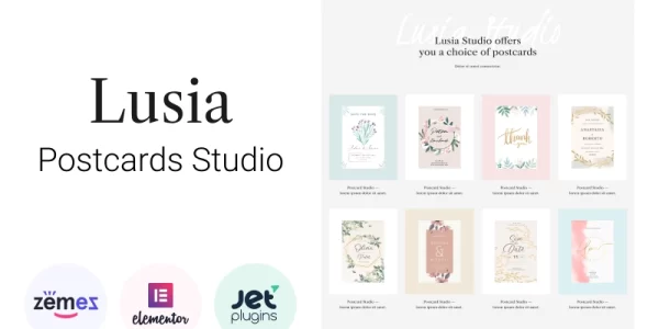 Lusia Card Design Website WordPress Theme 1.0.1 GPL Theme