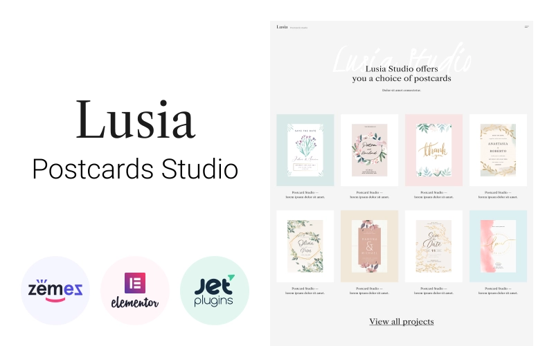 Lusia Card Design Website WordPress Theme 1.0.1 GPL Theme