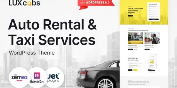 LuxCabs Auto Rental Taxi Services WordPress Theme 1.0.1 GPL Theme