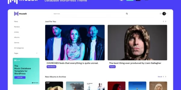 MUZAK Music News, Reviews, Blog and Database WordPress Theme 1.0.0 GPL Theme
