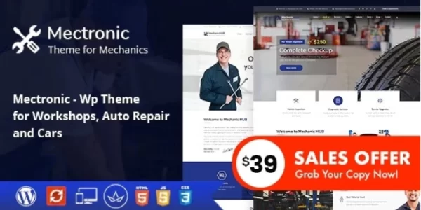 Mectronic WordPress Theme for Car Repair Center 2.0 GPL Theme