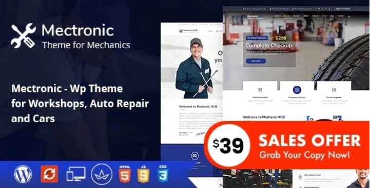 Mectronic WordPress Theme for Car Repair Center 2.0 GPL Theme