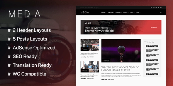 Media A WordPress Theme for Media-Centric Websites 1.0.2 GPL Theme