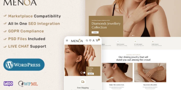Menoa Modern Jewelry Imitation Store WooCommerce Responsive Theme 1.0.2 GPL Theme