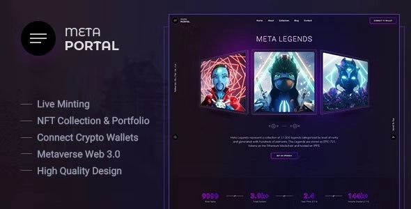 MetaPortal NFT Portfolio WordPress Theme 1.1.2 GPL Theme