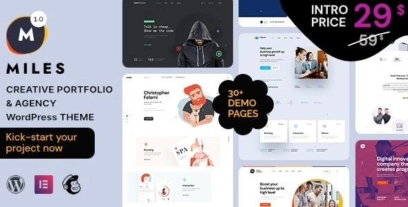 Miles Creative Portfolio Agency WordPress Theme 1.0.2 GPL Theme