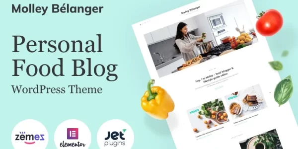 Molley Belanger Food blog for storytelling WordPress Theme 1.2.6 GPL Theme