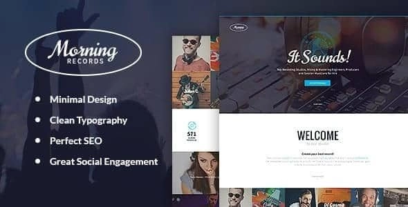 Morning Records A Stylish Sound Electronic Studio WordPress Theme 1.2 GPL Theme