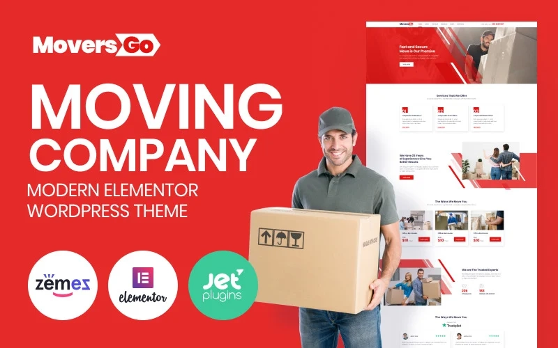 MoversGo Moving Company Modern WordPress Elementor Theme WordPress Theme 1.0.1 GPL Theme