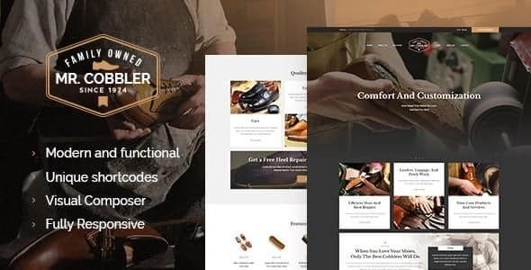Mr Cobbler | Custom Shoemaking Footwear Repairs WordPress Theme 1.1.2 GPL Theme