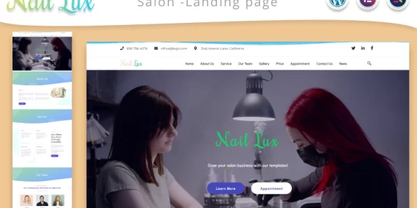 Nail Lux Manicure Salon Landing page WordPress Theme 1.1 GPL Theme