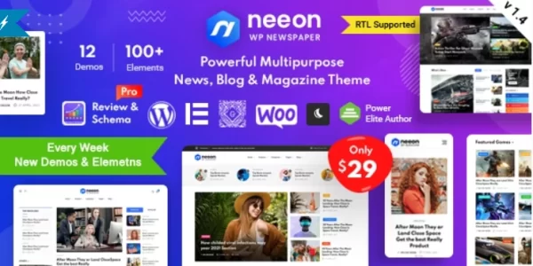 Neeon WordPress News Magazine Theme 2.9.2 GPL Theme