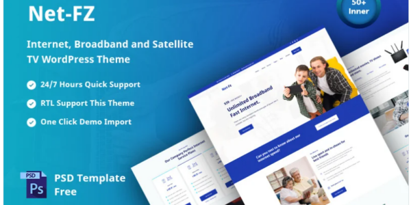 Netfz internet provider, broadband, and satellite TV responsive WordPress Theme 1.0.1 GPL Theme