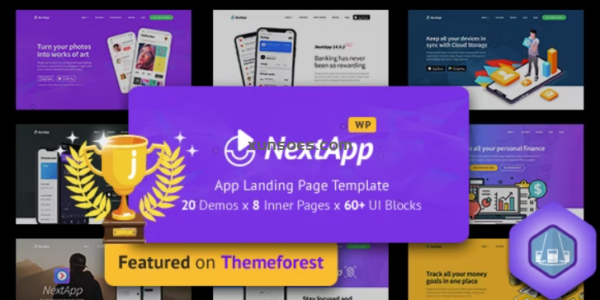 NextApp  – App Landing WordPress Theme 1.4.2 GPL Theme