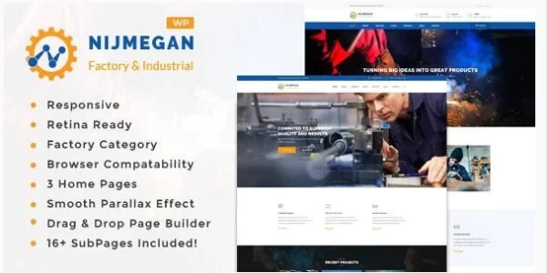Nijmegan Factory and Industrial Business WordPress Theme 1.9 GPL Theme