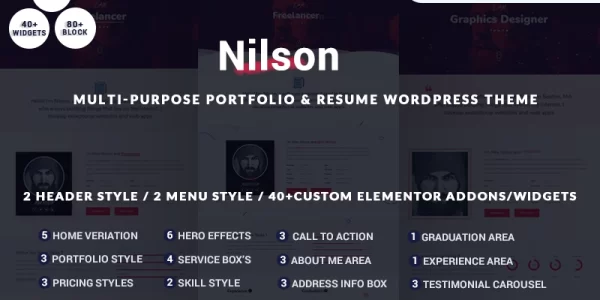 Nilson Multipurpose Personal Portfolio Resume WordPress Theme 1.0.0 GPL Theme