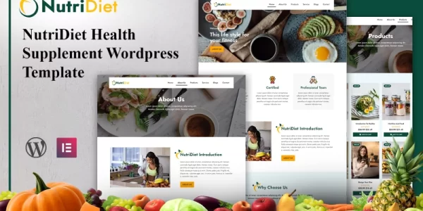 NutriDiet Health Supplement WordPress Template WordPress Theme 1.0.0 GPL Theme