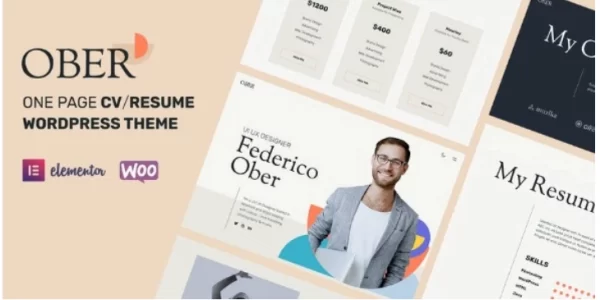 Ober – CV/Resume Personal Portfolio WordPress 1.2.0 GPL Theme