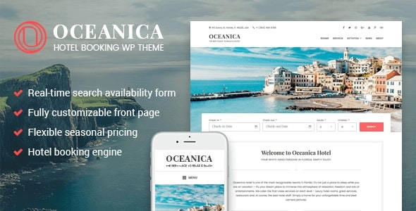 Oceanica WordPress Hotel Theme 2.0.3 GPL Theme