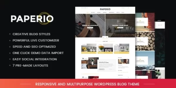 Paperio Responsive and Multipurpose WordPress Blog Theme 2.1 GPL Theme