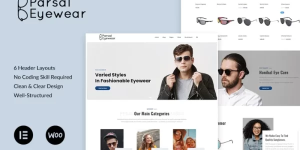 Parsal Fashion Eyewear | Prescription Glasses Sunglasses WordPress Theme 1.0.0 GPL Theme