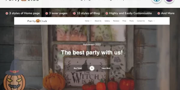 Party Club Halloween Multifunctions Landing page with Blog WordPress Theme WordPress Theme 1.1 GPL Theme