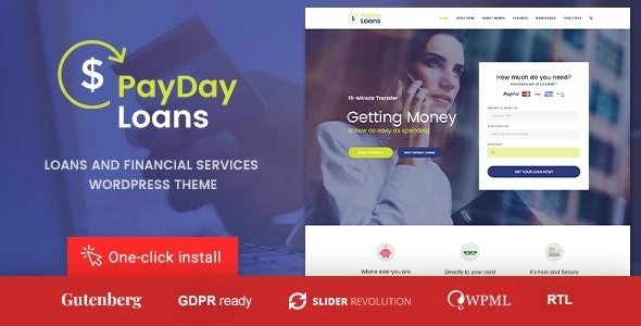 Payday Loans Banking, Loan Business and Finance WordPress Theme 1.1.4 GPL Theme