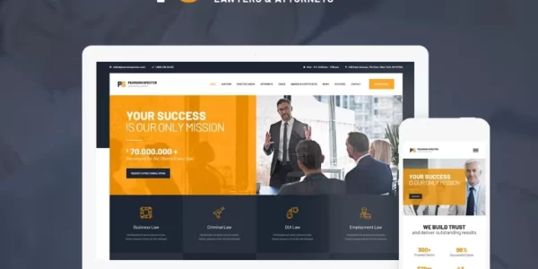 Pearson Specter Stylish Lawyer Legal Advisor WordPress Theme 1.0.7 GPL Theme