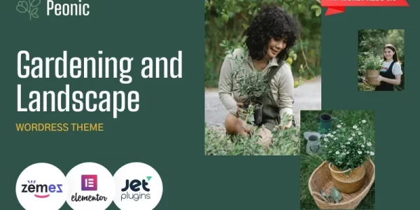 Peonic Gardening and Landscape WordPress Theme 1.0.1 GPL Theme