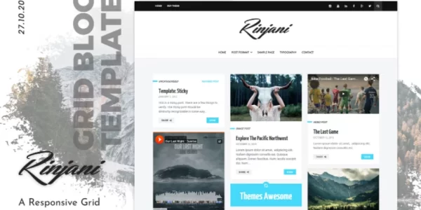 Personal Grid Blog WordPress Theme Rinjani 1.6 GPL Theme