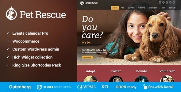 Pet Rescue Animals and Shelter Charity WP Theme 1.3.8 GPL Theme