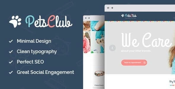 Pets Club Domestic Animals Care, Shop Veterinary WordPress Theme 2.0 GPL Theme