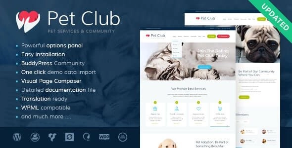 Pets Club Pet Shop Breeding Veterinary WordPress Theme 2.3 GPL Theme