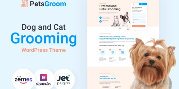 PetsGroom Dog Cat Grooming WordPress Theme 1.0.0 GPL Theme