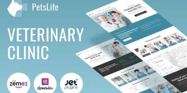 PetsLife Responsive Veterinarian WordPress Theme 1.0.1 GPL Theme