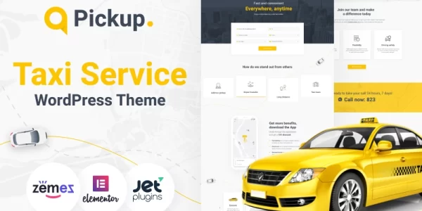 Pickup Fast And Reliable Taxi Service Website WordPress Theme 1.0.0 GPL Theme