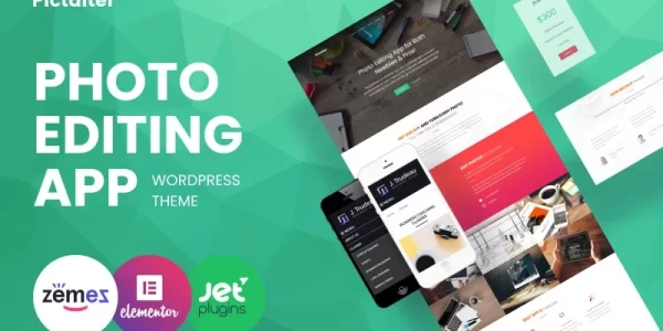 Pictalter Photo Editing App Landing Page Template WordPress Theme 1.0.1 GPL Theme