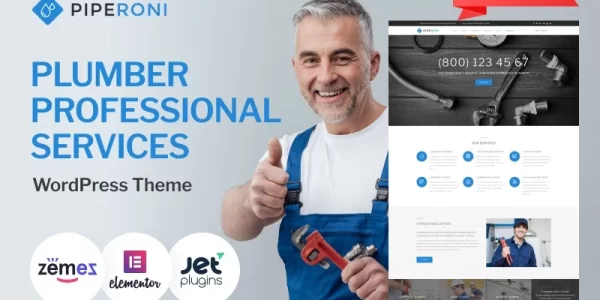 Piperoni Plumber Services WordPress Theme 1.0.1 GPL Theme