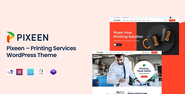 Pixeen Printing Services Company WordPress Theme + RTL 1.0.9 GPL Theme