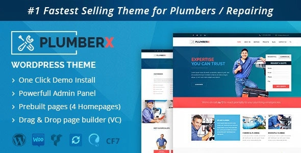 Plumber Construction and Repairing WordPress Theme 10.1 GPL Theme