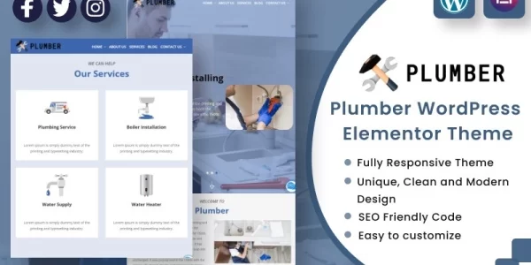 Plumber WordPress Elementor Theme WordPress Theme 1.00 GPL Theme