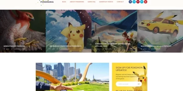 Pokemania Game Portal Pokemon WordPress Theme 1.0.0 GPL Theme