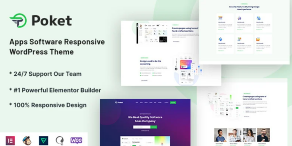 Poket – Apps Software Responsive WordPress Theme 1.0.7 GPL Theme