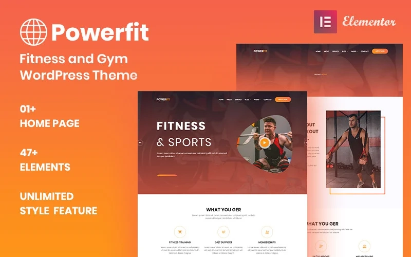Powerfit Fitness and Gym Responsive WordPress Theme 1.5.1 GPL Theme