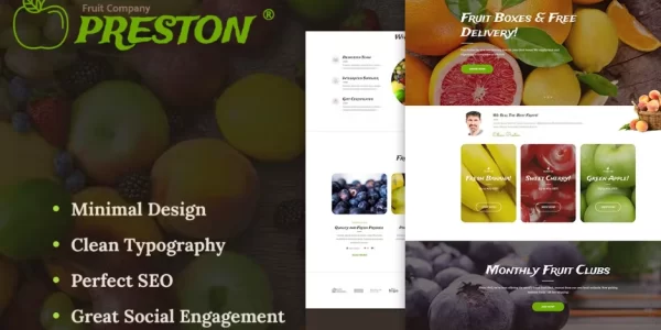 Preston Organic Farming WordPress Theme 1.1.6 GPL Theme