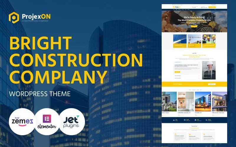 Projexon Bright Construction Complany WordPress Theme 1.0.4 GPL Theme