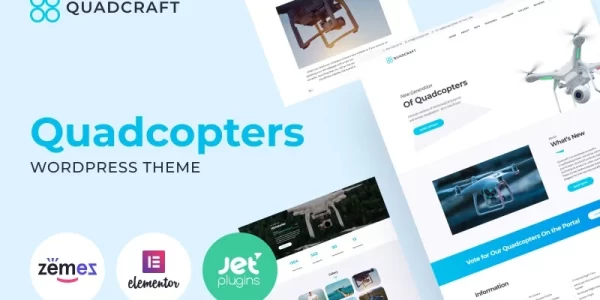 Quadcraft Drone Startup WordPress Theme 1.0.1 GPL Theme