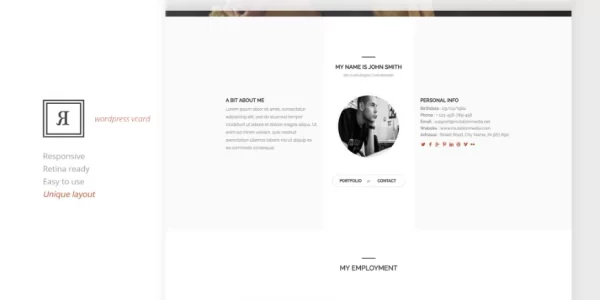 RIVAL One Page Vcard WordPress Theme 1.0 GPL Theme