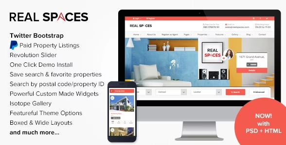Real Spaces WordPress Properties Directory Theme 2.9.1 GPL Theme